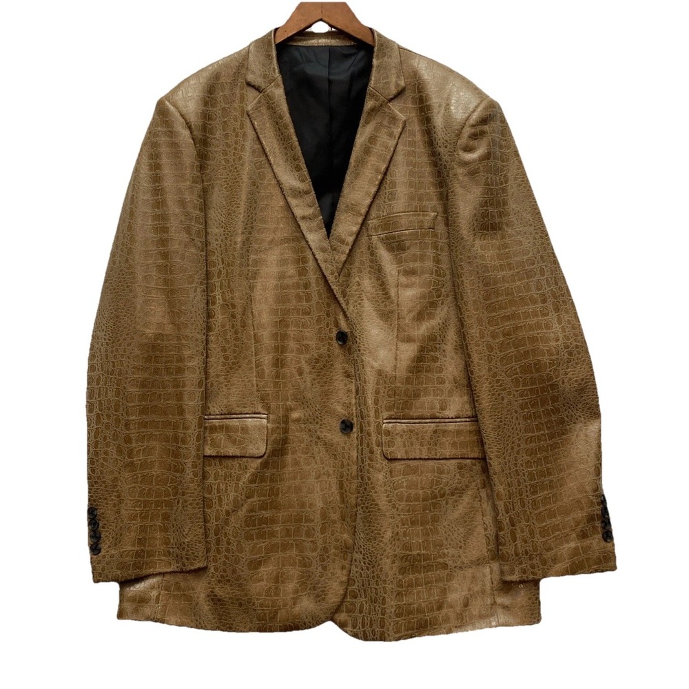 Bassiri Two Button Blazer‎ Men’s XXL - Crocodile Pattern Tan 2XL NWT